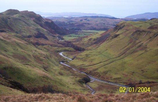 January 04, A view from Clachaig hill, looking down the glen towards the farm
